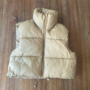 Amazon Tan Cropped Puffer Vest